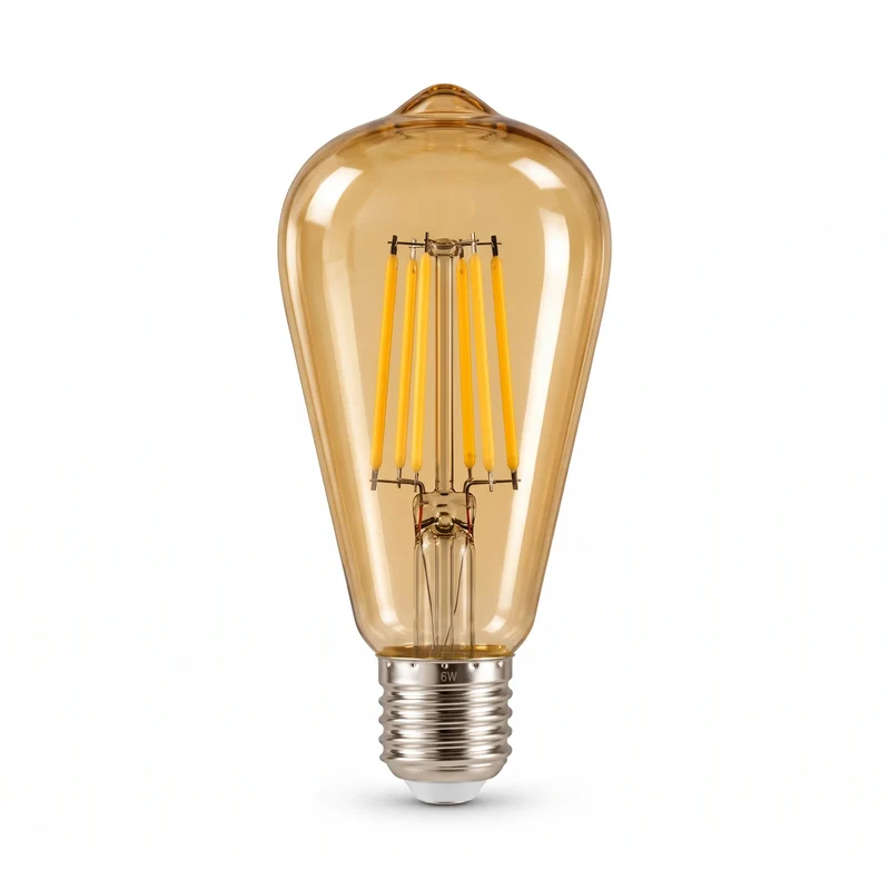 Dimmbare ST64 E27 6W LED Filament Lampe Energiesparend ~1889