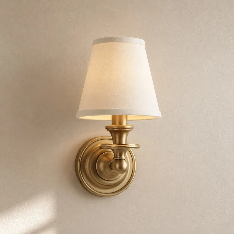 Wandlamp met stoffen kap en zwanenhalsarm – smeedijzeren armatuur met verstelbare leeslamp | Sansoti