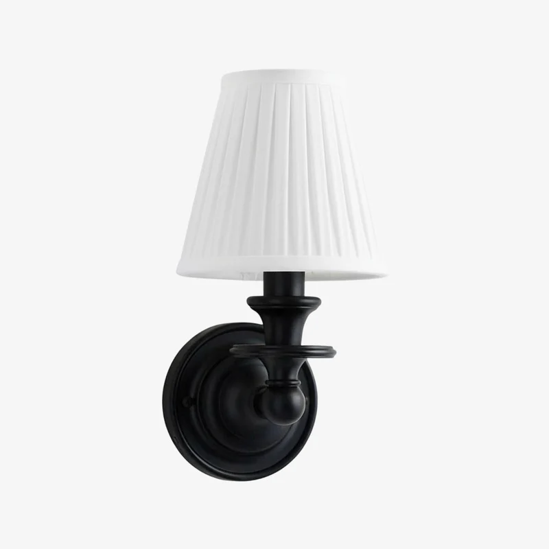 Wandlamp met stoffen kap en zwanenhalsarm – smeedijzeren armatuur met verstelbare leeslamp | Sansoti