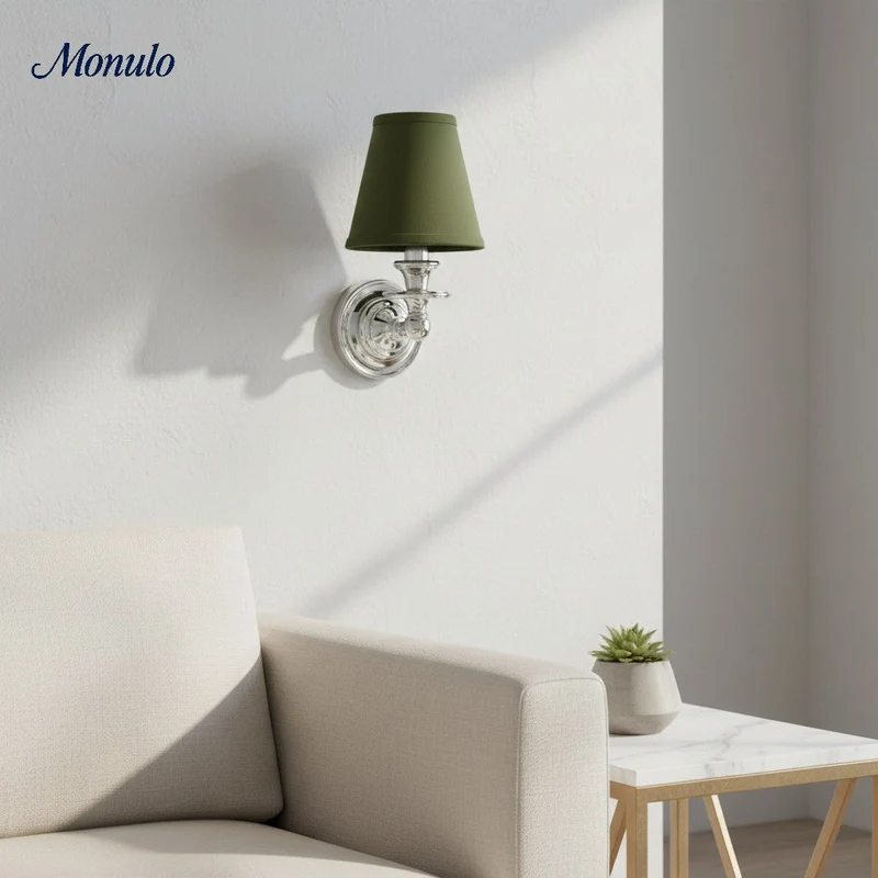 Wandlamp met stoffen kap en zwanenhalsarm – smeedijzeren armatuur met verstelbare leeslamp | Sansoti