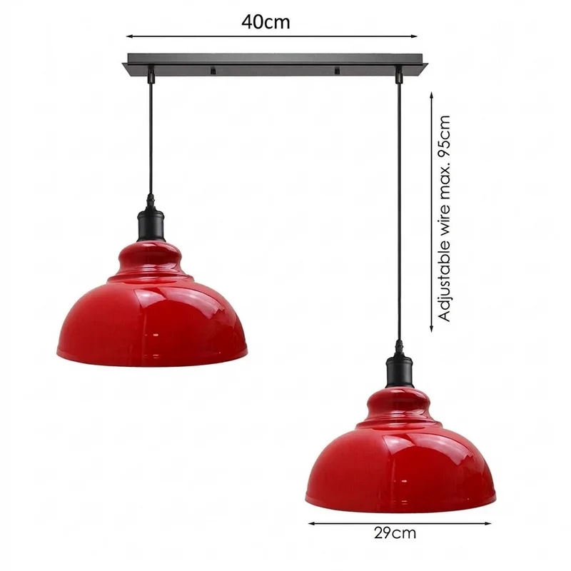 2-flammige Balkenleuchte Esstisch – Vintage Hängelampe Schiene | Ø29cm | E27 ~4097