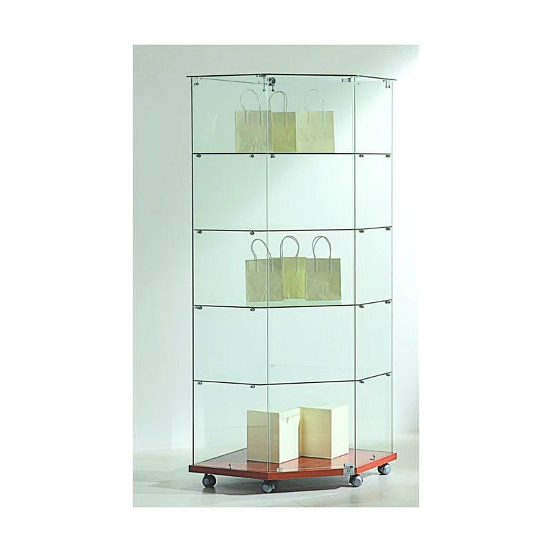 Casa Padrino Luxus Eck-Ladenvitrine 68 x 68 cm H. 180 cm mit Glasplatte - Ladeneinrichtung - Boutique Möbel - Made in Italy