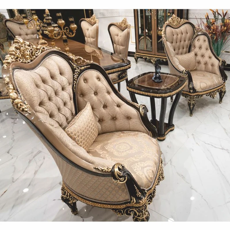 Casa Padrino Luxus Barock Sessel Gold / Schwarz / Gold - Barock Wohnzimmer & Hotel Sessel - Prunkvolle Barock Möbel