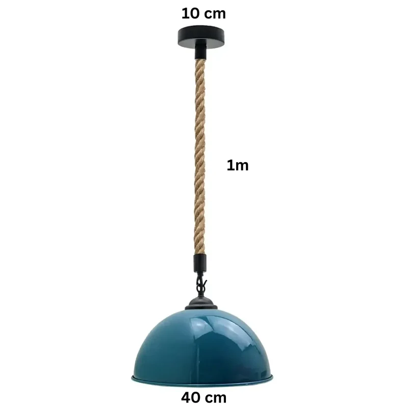 Industrial Kuppel Seil Pendelleuchte Ø40cm | E27 Hanfseil Esstischlampe 1m~4123