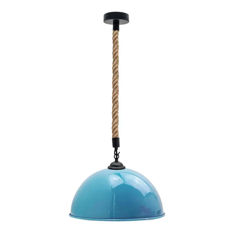 Industrial Kuppel Seil Pendelleuchte Ø40cm | E27 Hanfseil Esstischlampe 1m~4123