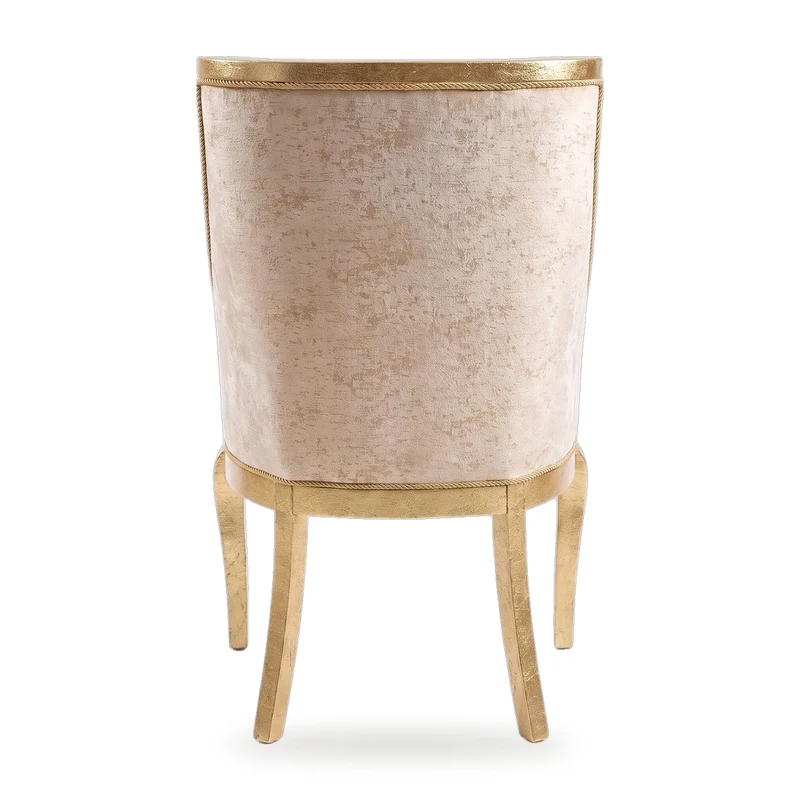 Casa Padrino Luxus Art Deco Esszimmerstuhl mit Armlehnen Creme / Gold H. 102 cm - Handgefertigter Esszimmer Stuhl mit Blattgold