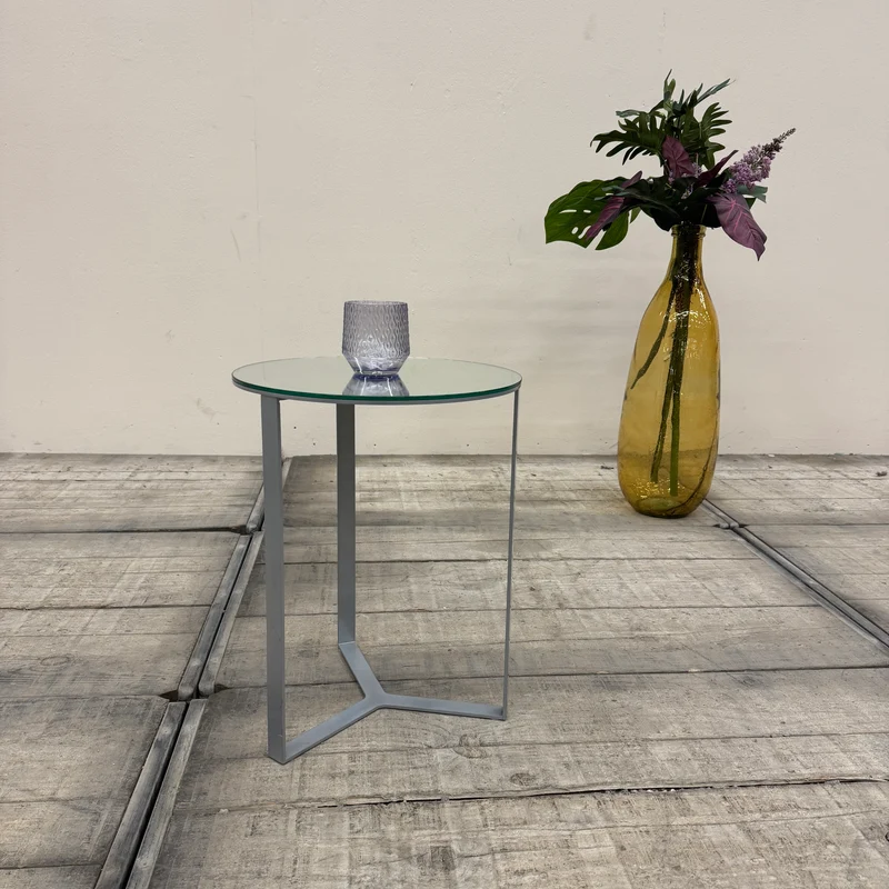 Designer Beistelltisch Rund Spiegelglas Silber Loungetisch Tisch Gebraucht