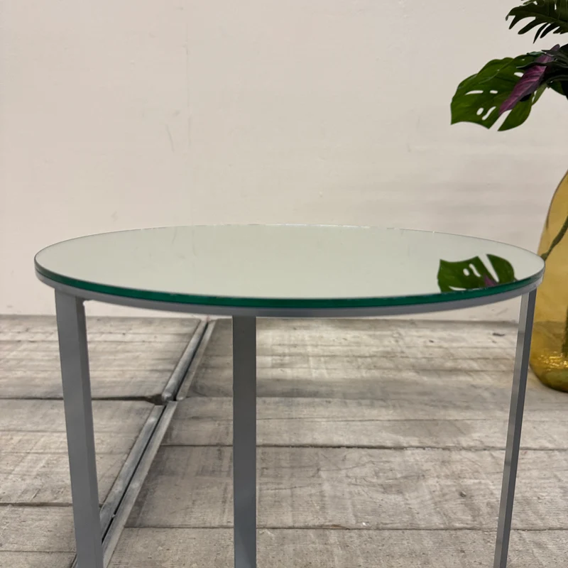 Designer Beistelltisch Rund Spiegelglas Silber Loungetisch Tisch Gebraucht