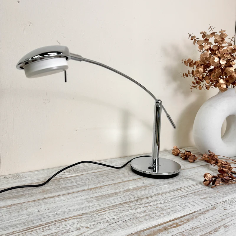 Designer Tischleuchte Chrom Flexarm Schreibtischlampe Lampe Gebraucht