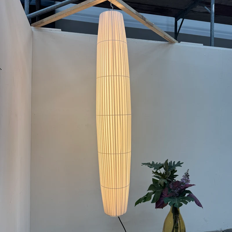 Designer Deckenlampe Pendelleuchte Stoffschirm Oval Cremeweiß Lampe Gebraucht