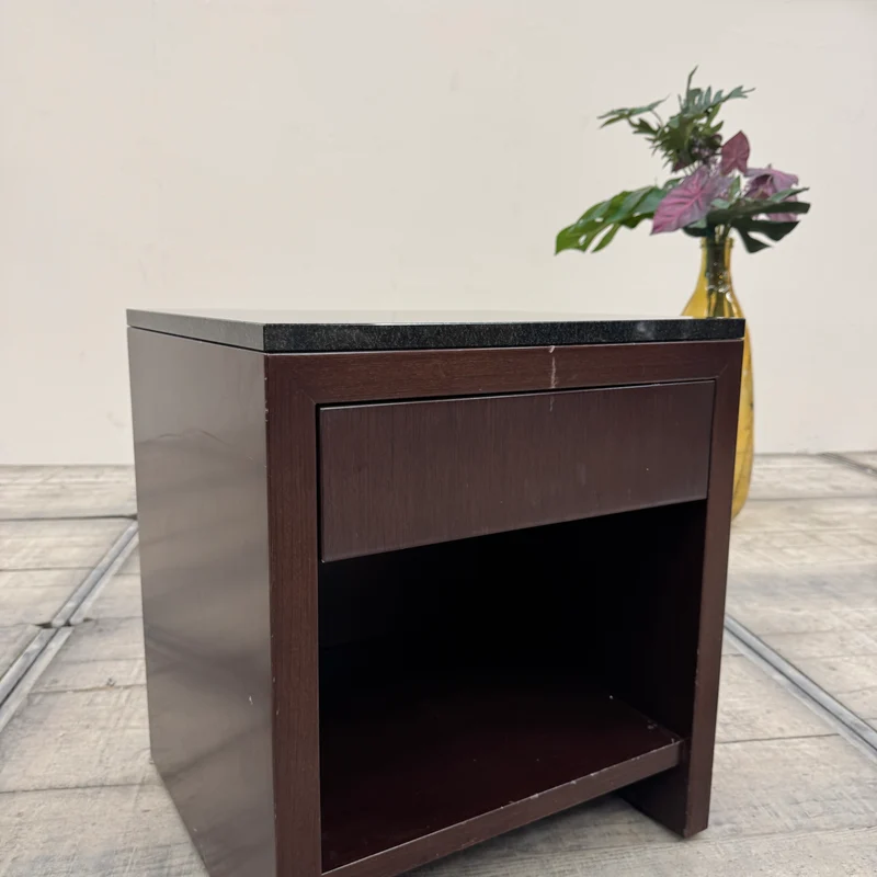 Nachttisch Dunkle Eiche mit Granit 50cm Nachtkonsole Beistelltisch Tisch Gebraucht