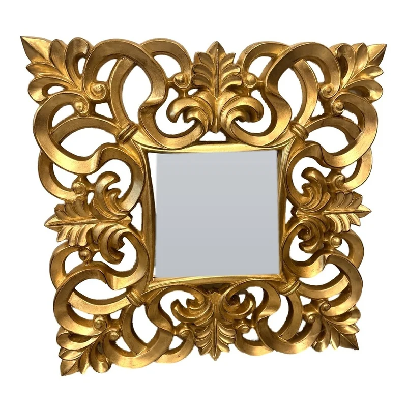 Casa Padrino Barock Wandspiegel Gold 80 x 80 cm - Prunkvoller durchbrochen gearbeiteter Spiegel