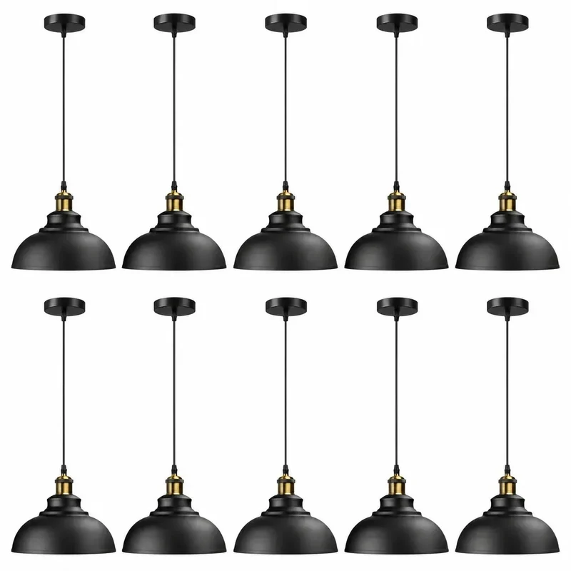 10er Pack Konvolut Vintage Industrial schwarze Pendelleuchten ~4143
