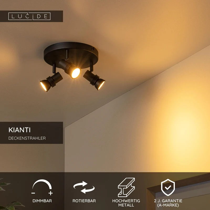 Deckenstrahler Kianti 3-flammig drehbar