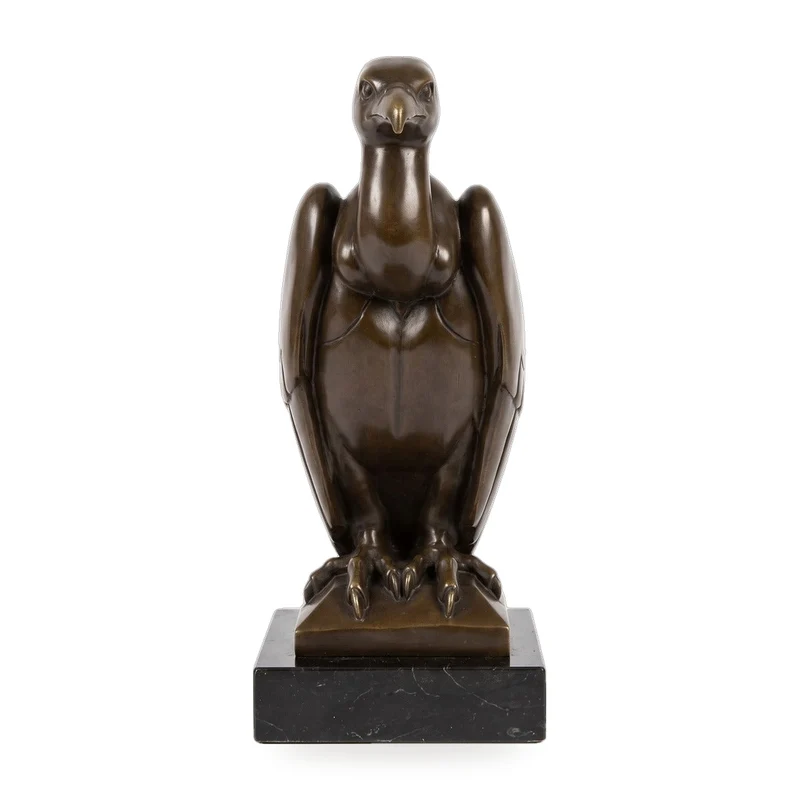 Casa Padrino Luxus Bronzefigur Geier Vogel Bronze / Schwarz 14 x 22 x H. 33,4 cm - Dekofigur