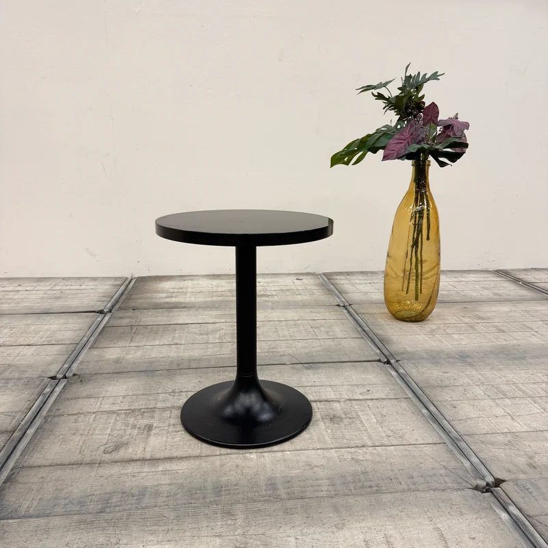 Designer Loungetisch Beistelltisch Rund Glasplatte Dunkle Eiche Schwarz Gebraucht