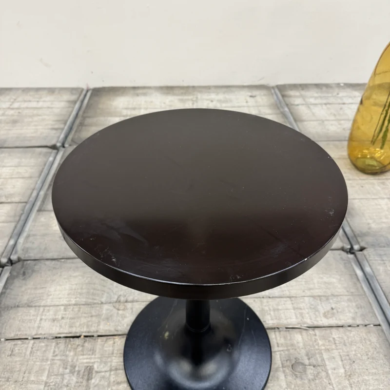 Designer Loungetisch Beistelltisch Rund Glasplatte Dunkle Eiche Schwarz Gebraucht