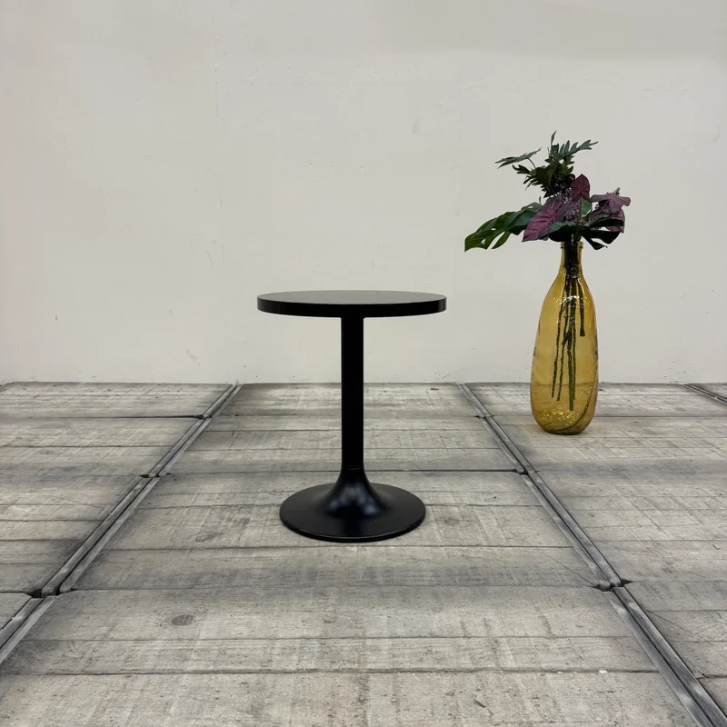 Designer Loungetisch Beistelltisch Rund Glasplatte Dunkle Eiche Schwarz Gebraucht