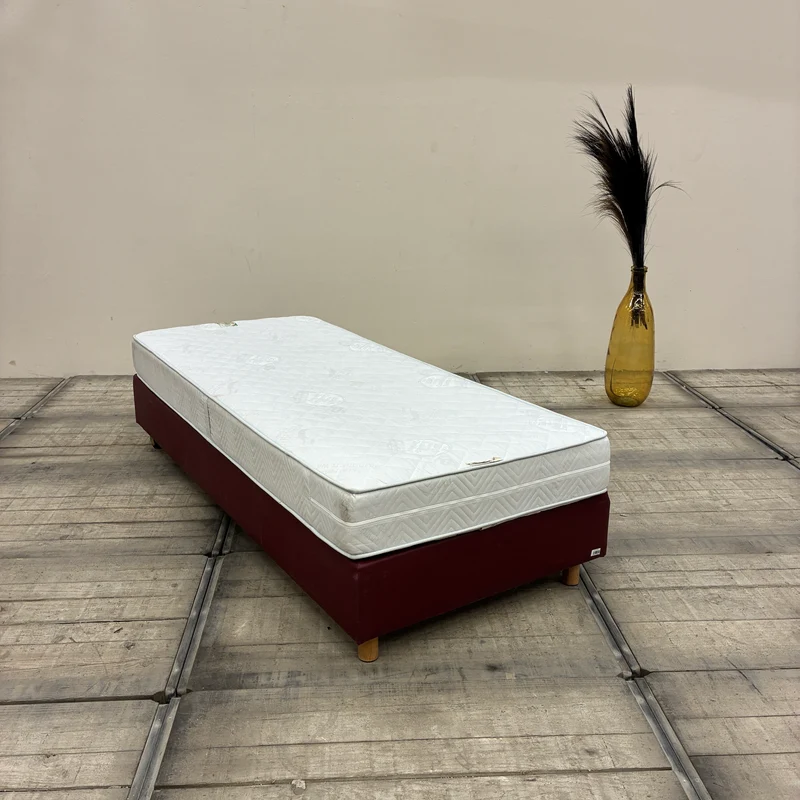 FBF Boxspringbett 90x200 Bordeaux Rot inkl Federkern Matratze Bett Gebraucht