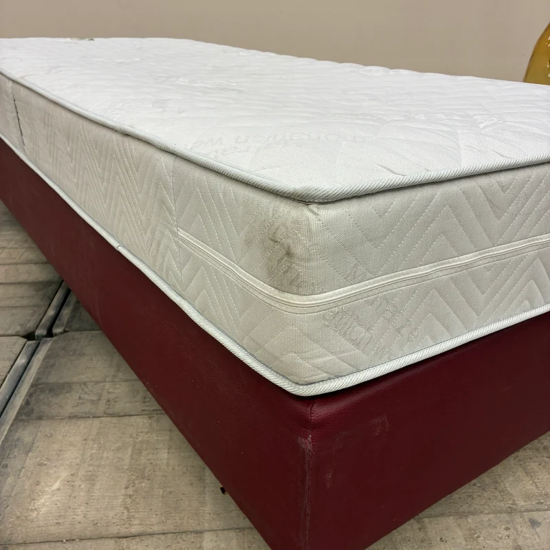FBF Boxspringbett 90x200 Bordeaux Rot inkl Federkern Matratze Bett Gebraucht