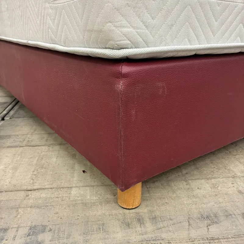 FBF Boxspringbett 90x200 Bordeaux Rot inkl Federkern Matratze Bett Gebraucht