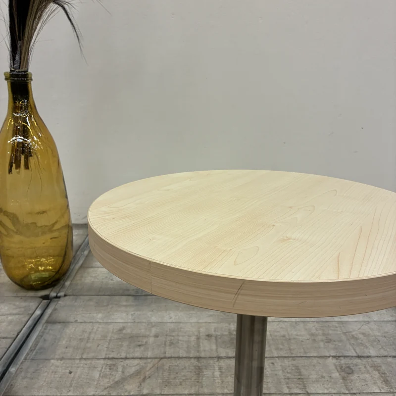 Beistelltisch Loungetisch Rund Holz Buche Edelstahl Tisch 50cm Gebraucht