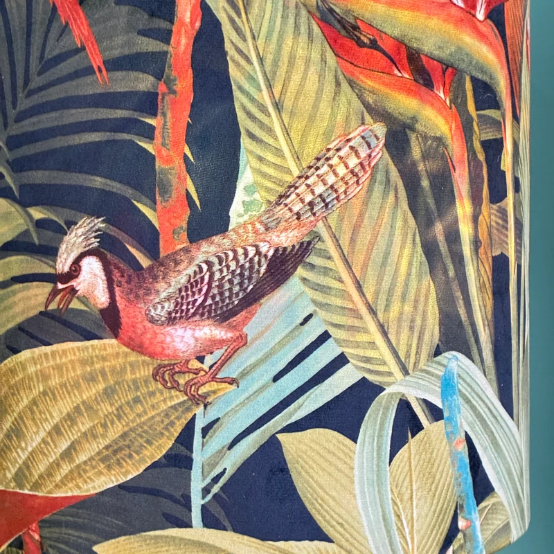 Thomas Klotz Wandlampe Stoffschirm Tropen-Muster Paradiesvogel Lampe