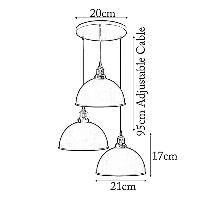 3-flammige Industrial Pendelleuchte Vintage – Höhenverstellbare Hängelampe~4180