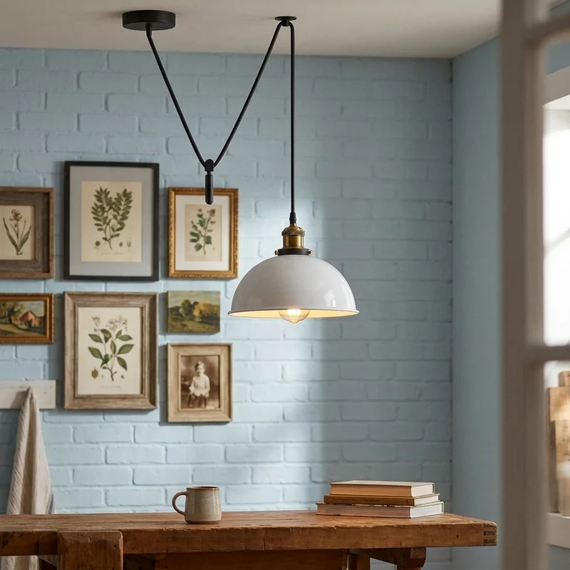 Pendelleuchte Höhenverstellbar – Vintage Trichter Deckenlampe Küche | Ø 21cm | E27 ~3968