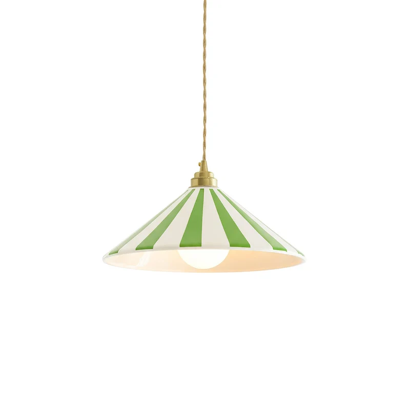 Gestreepte Glazen Hanglamp met Messing Fitting – Dopamine Kleuren Hangende Verlichting voor Keuken Eetkamer | Sansoti