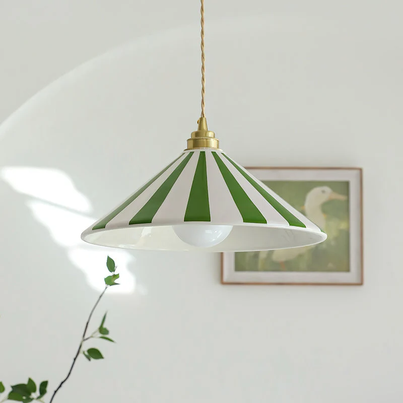 Gestreepte Glazen Hanglamp met Messing Fitting – Dopamine Kleuren Hangende Verlichting voor Keuken Eetkamer | Sansoti