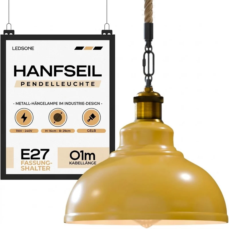 Gutsherrenleuchte Seil – Vintage Industrie Hängelampe Esstisch | Ø29cm | E27 ~4133