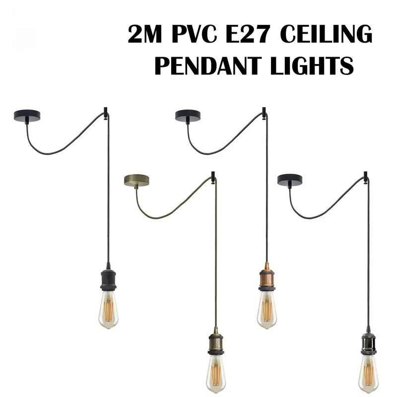 Minimalistische Spinnen Pendelleuchte 2m | E27 Hängeleuchte mit Deckenhaken ~4165