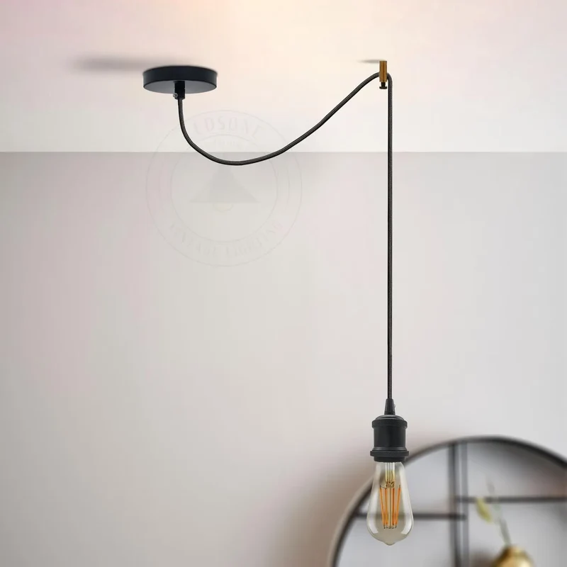 Minimalistische Spinnen Pendelleuchte 2m | E27 Hängeleuchte mit Deckenhaken ~4165