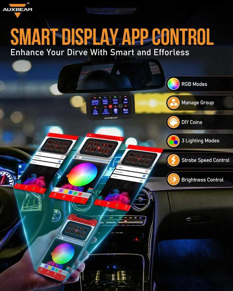 8-Wege-Auxbeam-Bedienfeld mit mobiler App