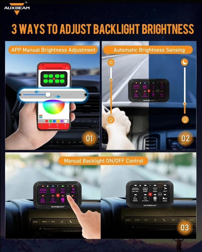 8-Wege-Auxbeam-Bedienfeld mit mobiler App