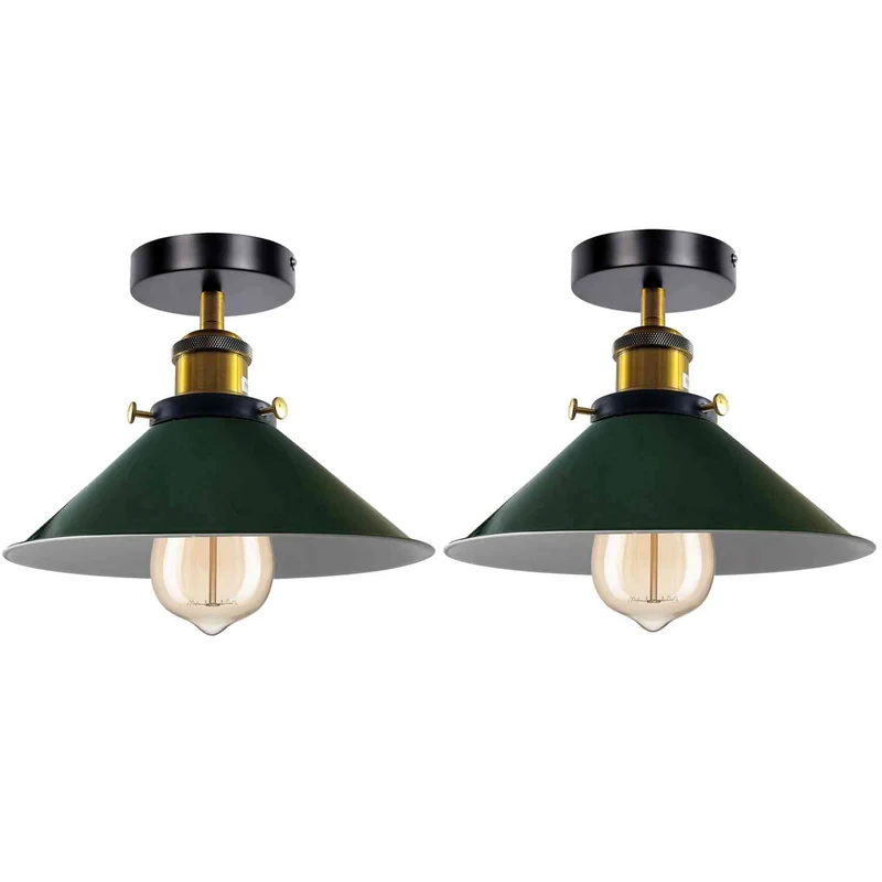 2 Stück Halb Unterputz Deckenleuchte Metallkegel E27 moderne Lampen~4111