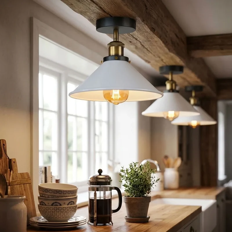 Vintage Unterputz Deckenleuchte E27 Deckenlampe für Wohnzimmer & Küche | Ø 22cm ~4112