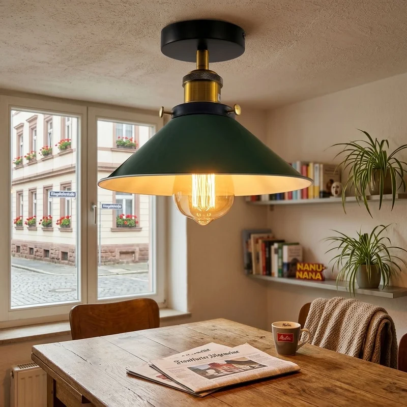 Vintage Unterputz Deckenleuchte E27 Deckenlampe für Wohnzimmer & Küche | Ø 22cm ~4112