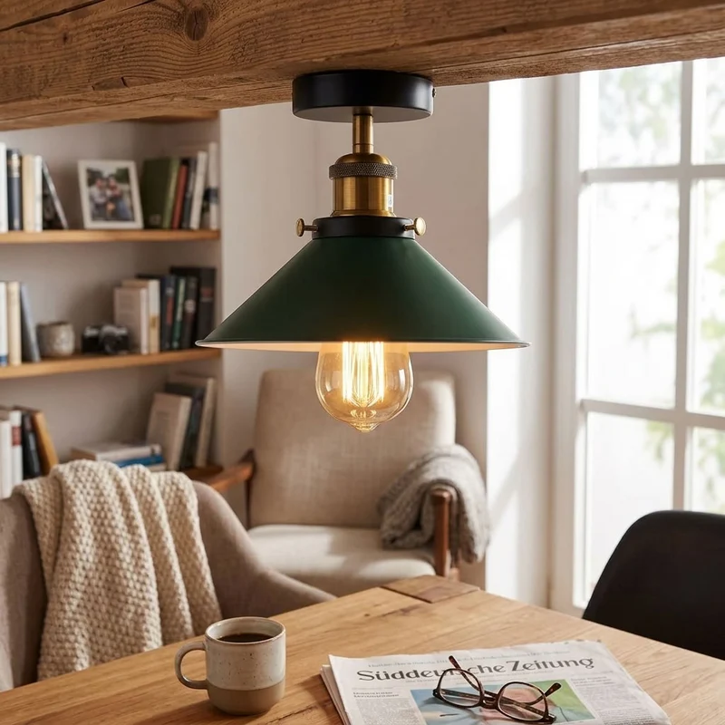 Vintage Unterputz Deckenleuchte E27 Deckenlampe für Wohnzimmer & Küche | Ø 22cm ~4112