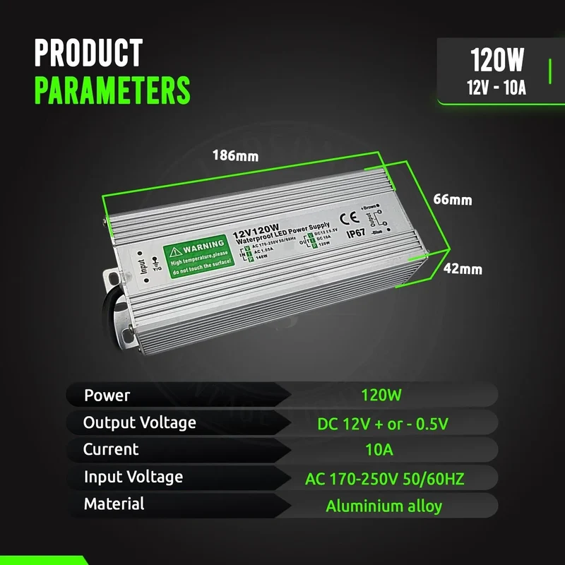 IP67 DC12V 120W LED Treiber Netzteil Trafo~4131