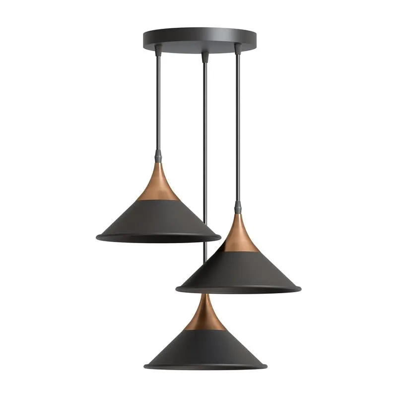 Moderne 3-flammig Industrie Pendelleuchte | E27 Kegel Cluster Lampe Esstisch ~4171