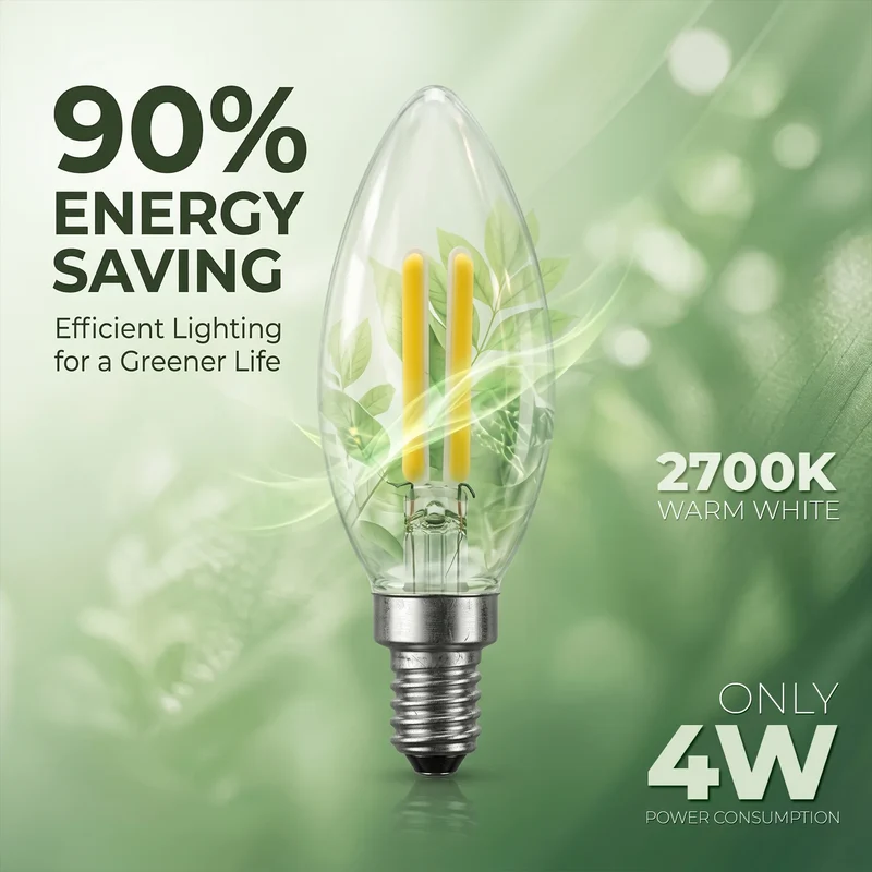 E14 LED Filament Kerzenglühbirne 4W – Bruchsicher & Warmweiß (2700K)~4168