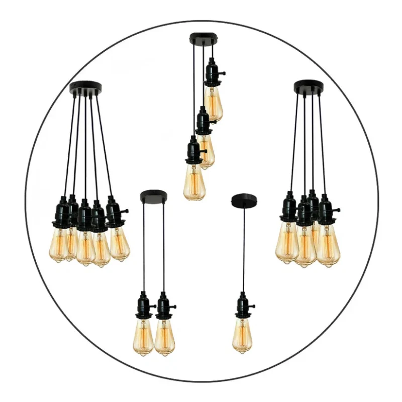 Pendelleuchte 1-5 flammig Schwarz mit Schalter | All Seasons Life ~4014