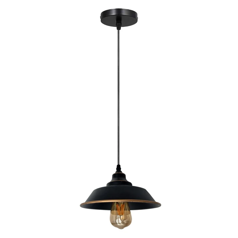 Schwarze Pendelleuchte Vintage Hängelampe Ø 22 cm All Seasons Life ~3998