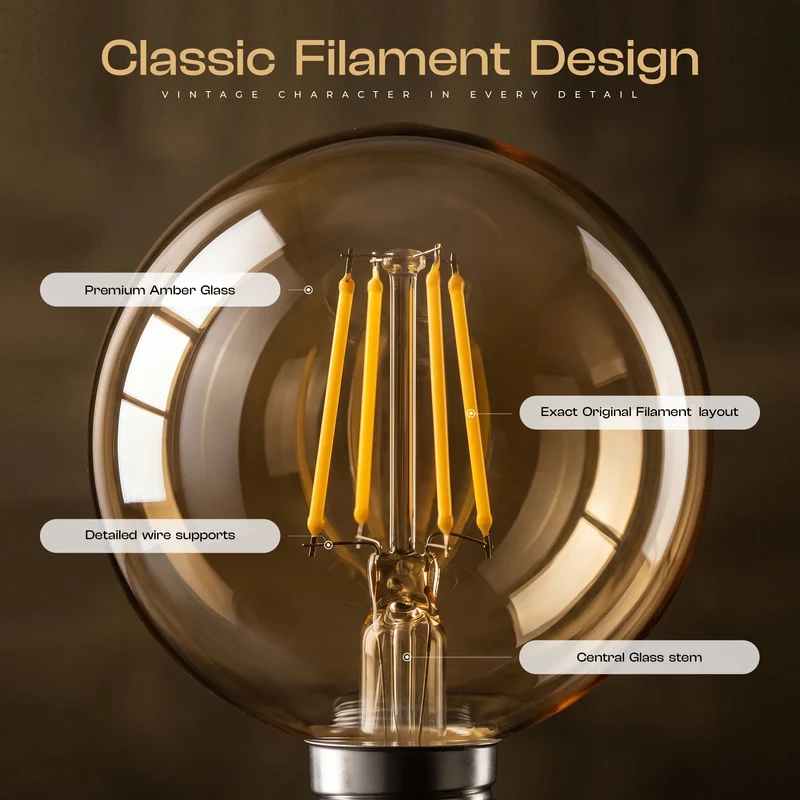 All Seasons Life G95 4W Vintage Edison LED Glühbirne Dimmbare Warmweiß ~1026