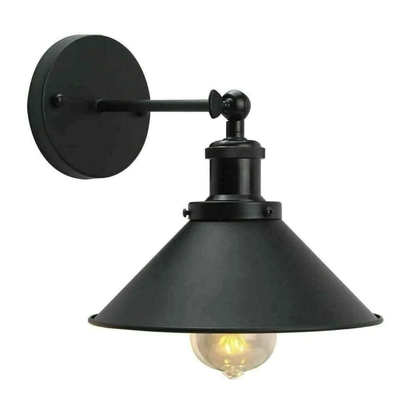 Schwarze Wandleuchte Trichter – Vintage Industrie Wandlampe Loft | Ø 22cm | E27 ~4167