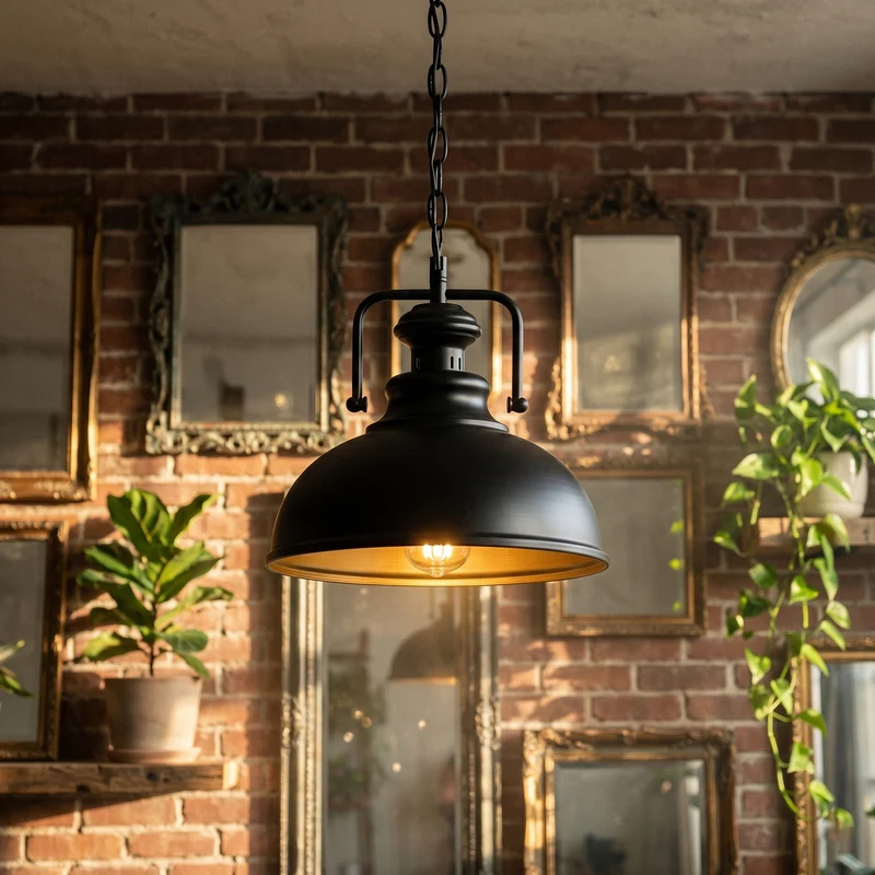 Industrielle Pendelleuchte | Metall Hängelampe Fabrikstil mit Kette | Ø 29cm~3614