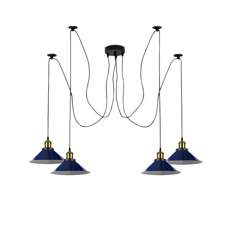 Mehrkopf Industrial Pendelleuchte | 1-9 flammig Spinnen Hängelampe blau~4047