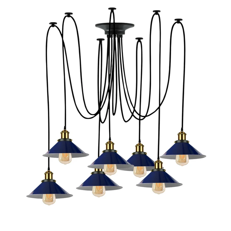 Mehrkopf Industrial Pendelleuchte | 1-9 flammig Spinnen Hängelampe blau~4047